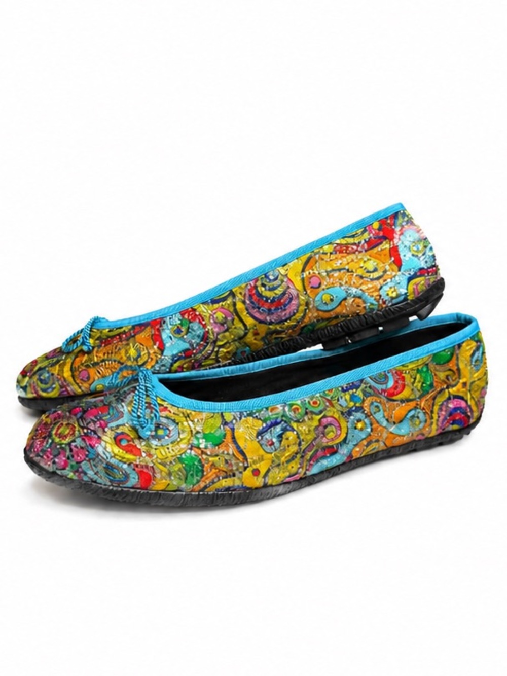 KOKUA Barcelona Sparkly Embroidered Paisley Ballet Festive Flats EU 41 US 10.5